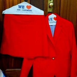 Gorgeous JCrew corduroy suit, brilliant orange, VGUC, lined skirt sz 6 17 in lon